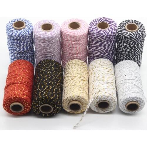 100M* 2MM Double Color Cotton Baker Rope Twine for Handmade Accessories Wedding Party Decoration Gift DIY Wrapping