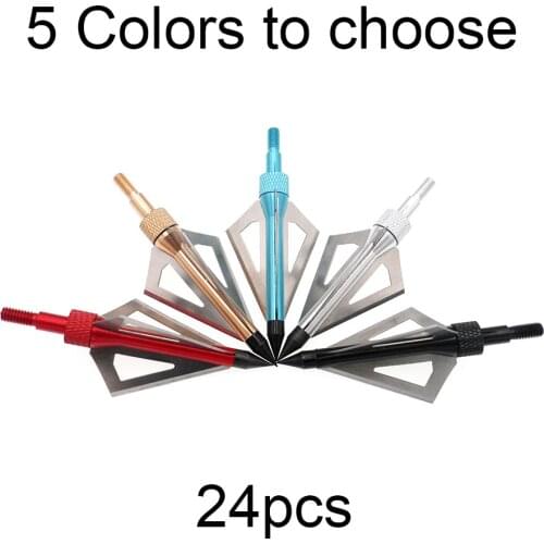 24pcs 100 Grain Archery Fixed 3 blade Broadheads Hunting Arrowheads Tips for Compound Bow Recurve Bow Crossbow