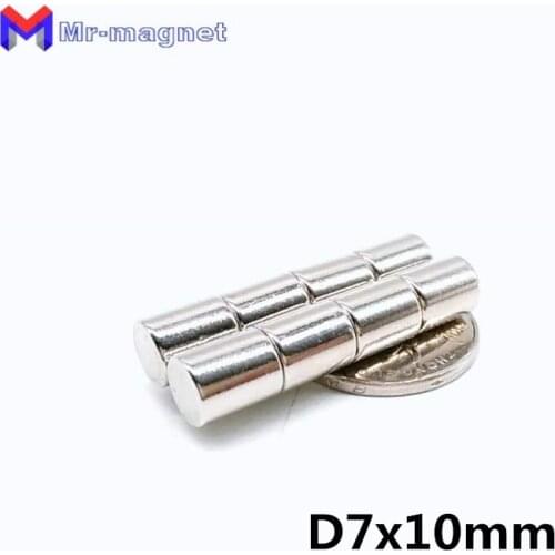 500pcs 7 x 10 mm magnet Bulk rod 7x10 super strong small powerful neodymium D7*10 mm D7x10 magnet Dia 7*10 mm DIY magnets japan