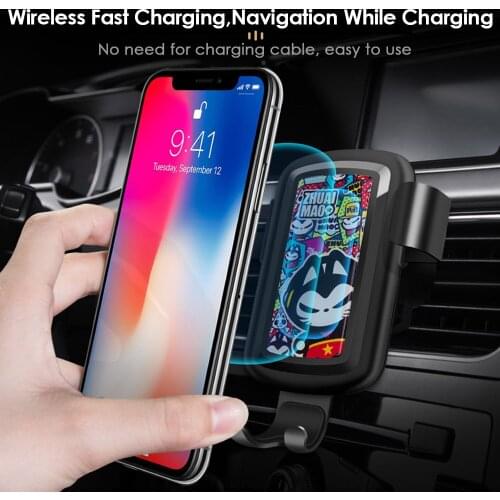 CHSKY Car Mount QI Quick Charge Wireless Fast Charging Pad Wireless Charger For iPhone X 8 Plus Samsung S8 Car Holder Stand