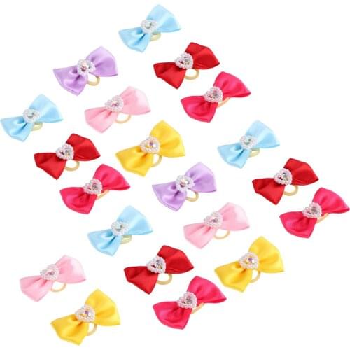Pet Hair Bows Handsewn Cute Pet Hair Bows Grooming Bows Lovely Bowknot with Rubber Bands for Pet Pet Grooming Bows