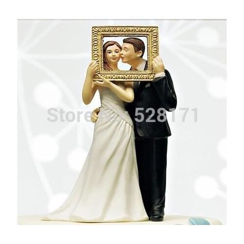 Free Shipping Wedding Favor Photo Frame wedding Cake Topper Picture Perfect Couple Figurine Wedding Cake Topper