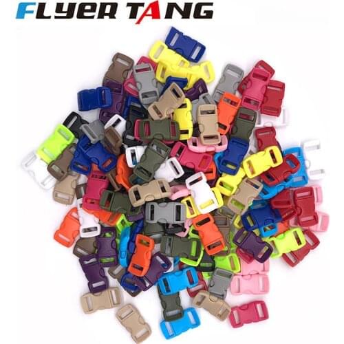 10Pcs 3/8" 10mm Side Release Buckle Curved Parachute 550 Paracord Bracelet DIY Dog Collar Strap Webbing Outdoor Camp