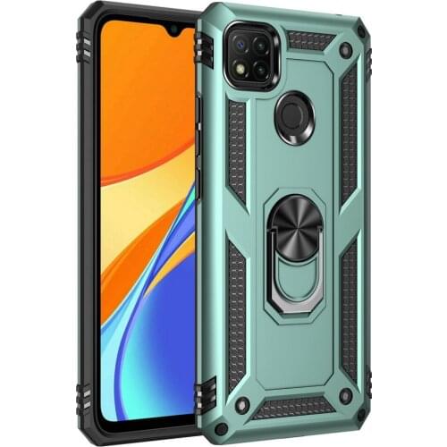 Redmi 9C Back Panel Metal Ring Phone Holder for Xiaomi Redmi 9C Case TPU Bumper Cover Funda Redmi 9 C C9 Phone Case Shockproof