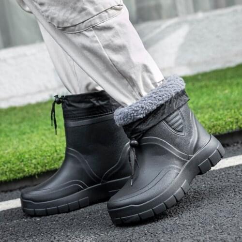 Rain man add wool warm light rubber shoes take-away canister boots in short tube ensure more slippery wear-resisting