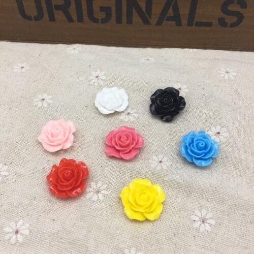 50pcs 19mm Resin Roses Flowers Embellishments For Cardmaking Scrapbooking DIY Flatbacks Cabochons Decorations 7 Colors