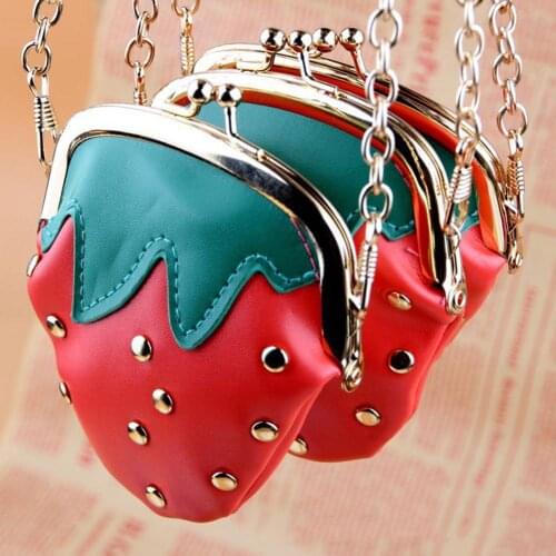 Girl Cute Strawberry Shape Twist Lock Small Crossbody Shoulder Bag