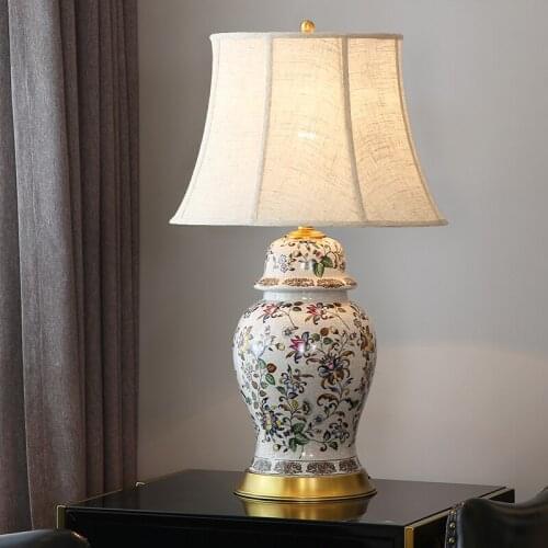 Chinese Light Luxury American Villa Simple Modern Ceramic Table Lamp For Living Room Study Bedroom Bedside Lamp Home Decoration