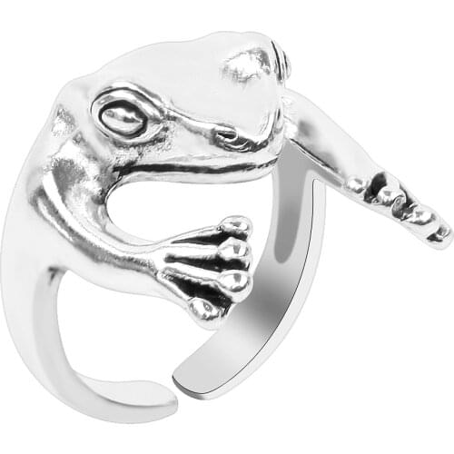 Trendy Funny Frog Animal Design Rings For Women Open End Adjustable Size Classic Fashionable Mens Ring Party Jewelry Gifts