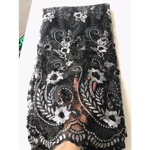 Pretty flowers JRB-62811 high quality french lace fabric for party dress Beautiful African tulle lace fabric with beads