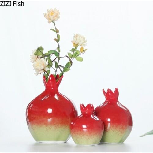 Nordic Creative ceramics Pomegranate Flower arrangement accessories Modern home living room wedding decoration vases