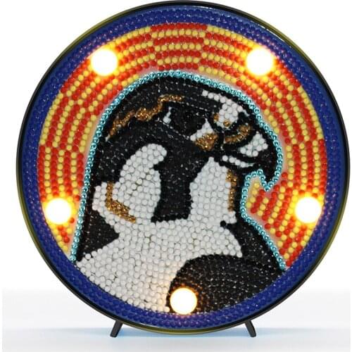 Round DIY Eagle Diamond Painting Light DIY Embroidery Lamp Full Special Drill LED Lamp Round Shinny Beads Gift for Friend