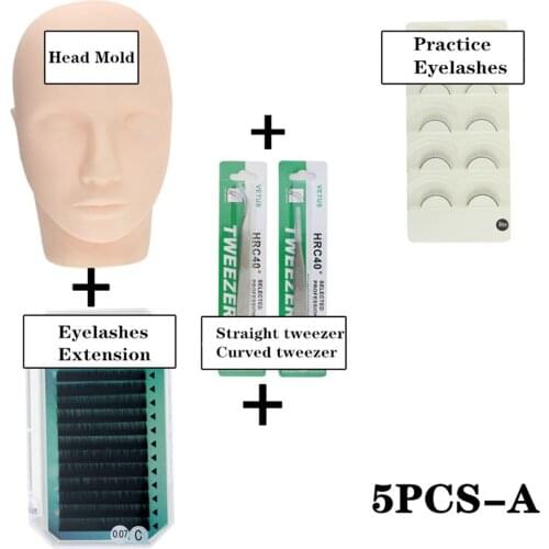 5PCS Mannequin for Eyelashes Set Eyelash Extension Dummy for Eyelash Mannequin Lashes Practice Head Mold Lash Extension Supplies