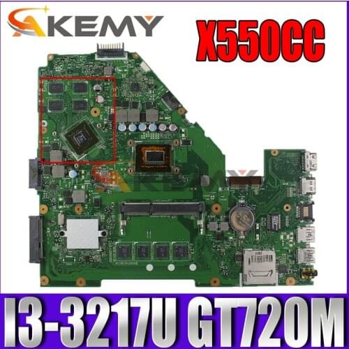 Akemy X550CC Laptop motherboard for ASUS X550CC A550C X550CL R510C original mainboard 4GB-RAM I3-3217U GT720M