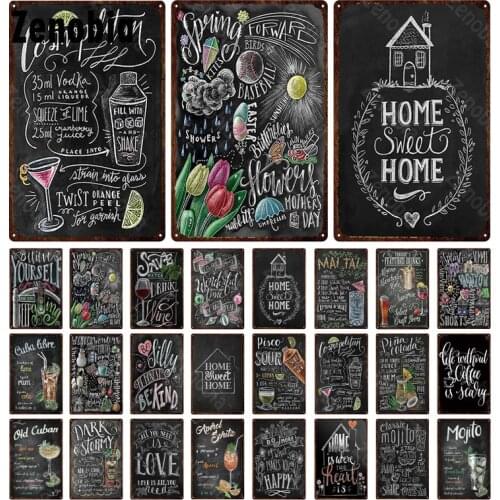 Signature Drink Metal Wall Stickers Decoration Vintage Gin Tonic Tin Poster Retro Plaque Drink Metal for Drinking Bar Decoration