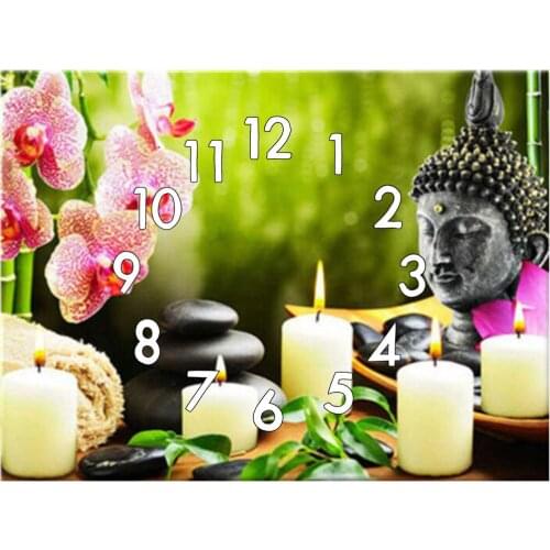 Dpsupr 5D Diamond Painting Kit With Clock Mechanism Cross Stitch Full Square Round Diamond Embroidery Buddha Statue Mosaic Home
