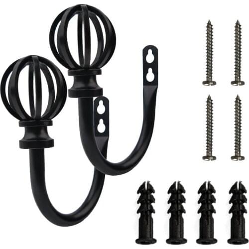 Set Of 2 Metal Curtain Holdbacks - Wall Mounted Drapery Tiebacks With Screws, Decorative Window Treatment Holdbacks