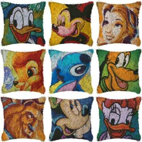 Latch Hook Cushion Kits Cartoon Pillow Case Crochet Hobby & Crafts DIY Yarn for Embroidery Cushion Cover Sofa Bed Pillows