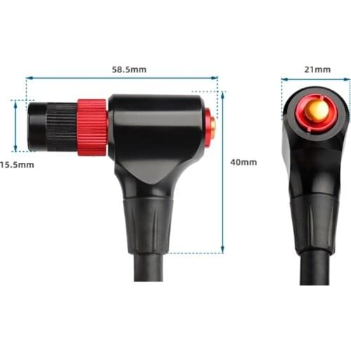 Bicycle Pump Alloy Nozzle with 1.2m /47.24in Hose Fits Schrader Presta Anodized CNC-machined Adaptor for F/V A/V V D5QD