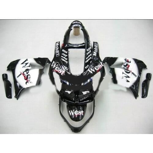 Newest Motorcycle Fairing kit for KAWASAKI Ninja ZX9R 2000 2001 ZX9R 00 01 WEST white gloss black ABS Fairings set+7 gifts SD68