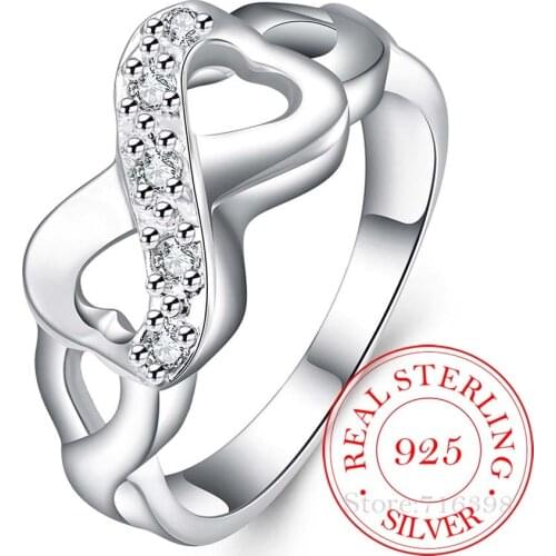 New Design Hot Sale Crystal Rings for Women 925 Sterling Silver Infinity Ring Statement Wedding Jewelry Wholesale Fine Jewelry