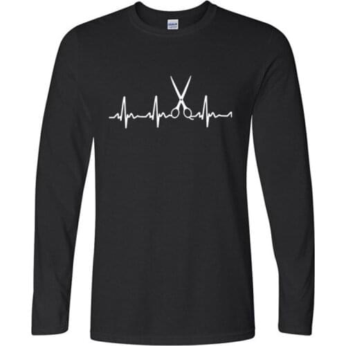 Autumn and winter Clothing Hairdresser T Shirts Men Cool Hair Printed Shirt Long Sleeve Cotton Barber T-shirts Tops More Size