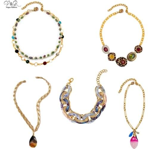 Newest Design Necklace 2020 Chain Acetate Necklace/ Shells/ Glass Pendant/ Choker Necklace/ Vintage Enamel Necklace