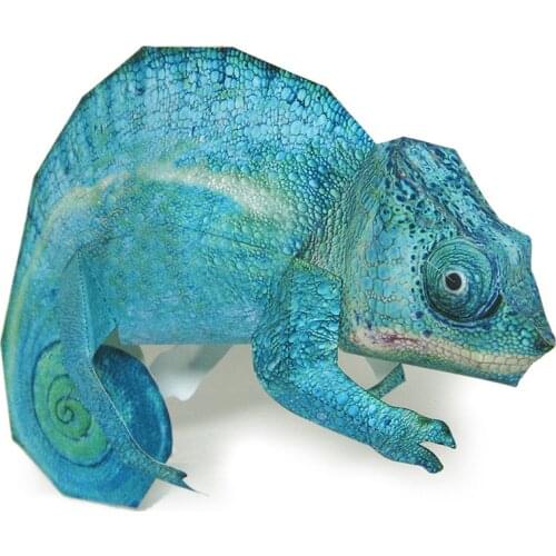 Panther Chameleon Paper Model Realistic Animal Mini Cute 3D Papercraft DIY Kids Adult Handmade Construction Craft Toys WE-016