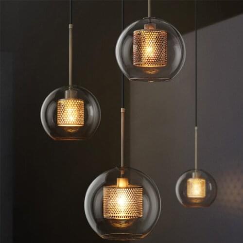 Industrial Pendant Lights Loft Led Glass Ball Hanging Lamp Dining Room Industrial Decor Kitchen Fixtures Suspension industrial