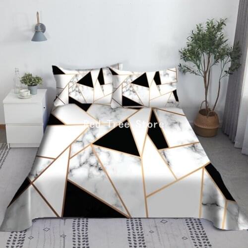 3D Geometrical Pattern Design Flat Sheets and 1/2pc Pillow Cover Home Decor Soft Polyester Bedclothes Bedspread for Kids Adult