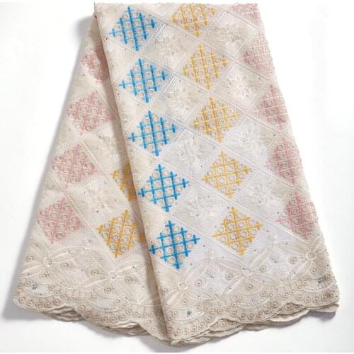 SJD LACE New High Quality White African Lace Fabric Swiss Voile Lace Nigerian Sewing Accessories For Women Wedding Dress A 2333