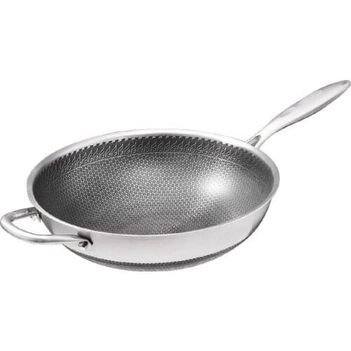 Stainless steel frying pan 304 non stick pan three layer steel frying pan without coating