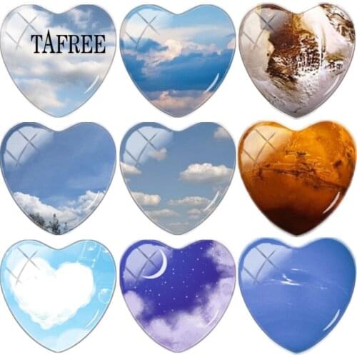 TAFREE DIY Glass Dome Art Picture Day & Night Glass Gems Handmade Jewelry Findings Accessories For Necklace