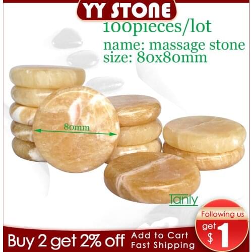 Tontin 100pcs/lot 8x8cm yellow jade massage body stone hot stone massage SPA relax therapy healthcare health care back massager