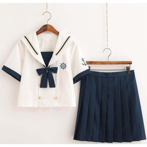 Anbenser Student JK Uniforms Japanese School Uniform Japan Korea Sailor Suit Cosplay Costumes Suit Pleated Skirt Girl Sets