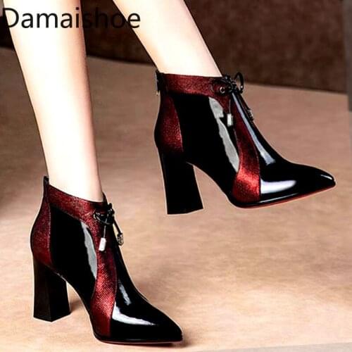 Womens Pointed Boots Chunky Heel High Heel British Martens Boots Autumn and Winter New All-Matching Short Boots Skinny Booties