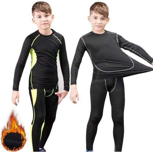 Winter Long Johns Children Masculino Fast-Dry Long Warm Thermo Underwear Lucky John Boys Solid Leggings Thermal Underwear Set
