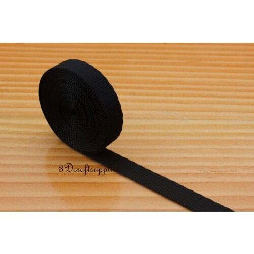 10 yards 3/8 inch (10mm) heavy weight nylon webbing for key fob strap black ZC54