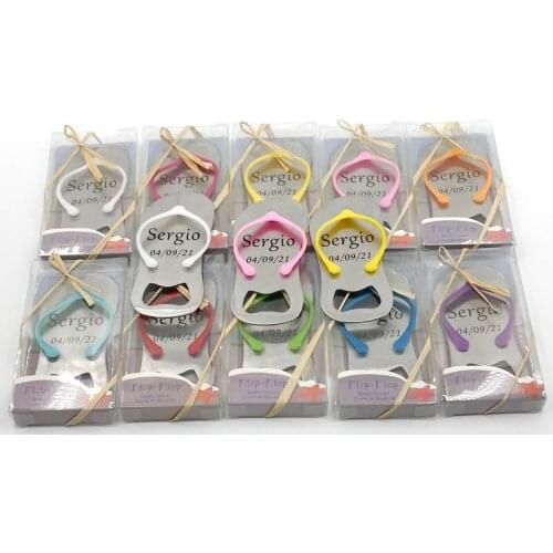 100pcs/Lot)FREE SHIPPING+Printing Logo Flip Flop Bottle Opener Customized Wedding Favors Unique Party Giveaways For Guest