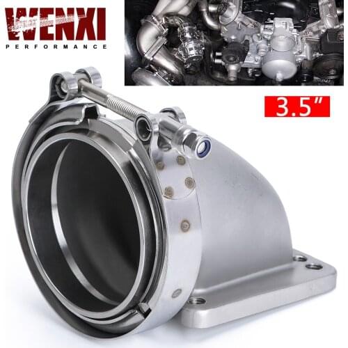 3.5" Vband 90 Degree Cast Turbo Elbow Adapter Flange 304 Stainless Steel + Clamp and Flange For T3 T4 Turbocharger