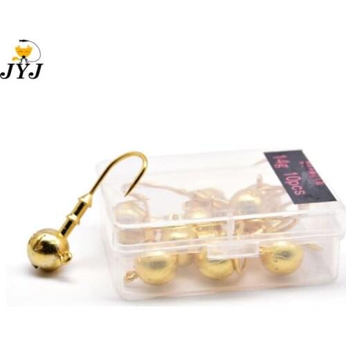 3.5g 5g 7g 10g 14g New crank Jig head hook golden fishing hook jig lead head hook fishing tackle soft worm user hook