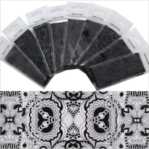 3D DIY Strip Lace Flower Nail Polish Decoration Design White Lace Nail Sticker Nail Art Tools For Women Beauty 9pcs L0002