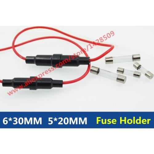 5 Pcs 5*20MM 6*30MM Fuse Holder With Cable Wire In-Line Screw