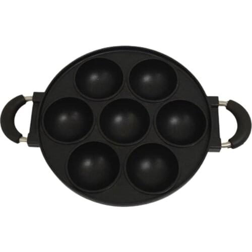 7 Hole Cooking Cake Pan Cast Iron Omelette Pan Non-Stick Cooking Pot Breakfast Egg Cooker Cake Mold Kitchen Cookware