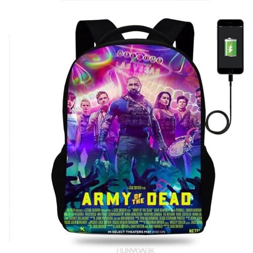 Army of the Dead school bookbag For Kids Boys Girls Games Backpacks 16inch Nylon USB Travel Laptop Mochila Infantil