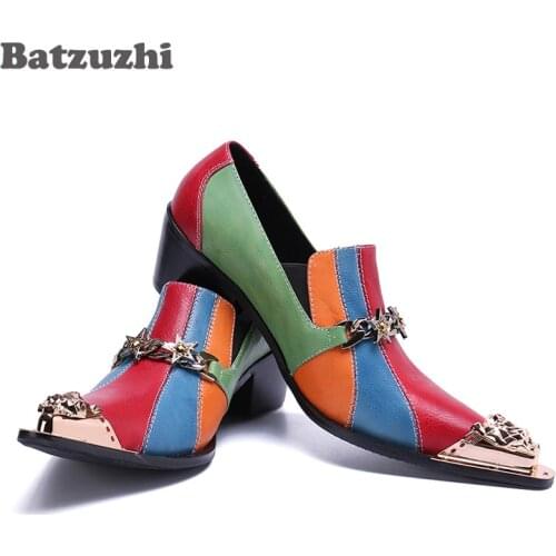 Batzuzhi Designers Men Dress Shoes Italian Type Men Shoes Leather Business Footwear Fashion Party and Wedding Shoes High Heel