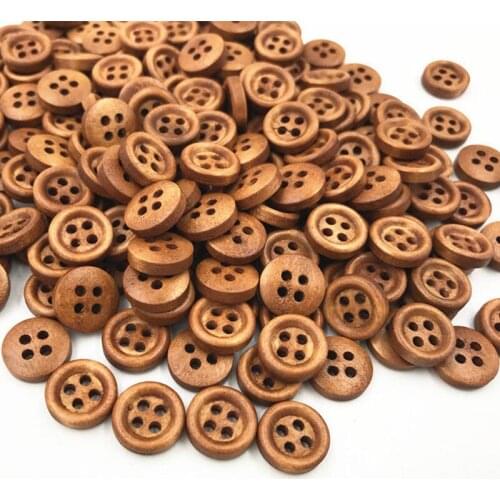 DIY 200pcs Red Brown 4 Holes Wooden Buttons Sewing Scrapbooking decoration Crafts 12mm Crafts