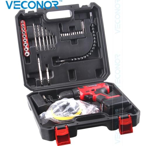 Veconor 21V Lithium Battery Rechargeable Electric Drill With 38 Pieces Value Kit