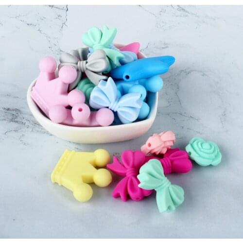 Keep&Grow 10pcs Star Silicone Beads Rodent Silicone Baby Teethers Teething Toys DIY Chews Beads Bow Pearl Silicone Baby Products