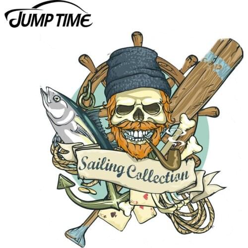 JumpTime 13cm x 13cm Funny Car Stickers Pirate Pipe Fish Skeleton Rope Sailing Callection Decal Window Bumper Vinyl